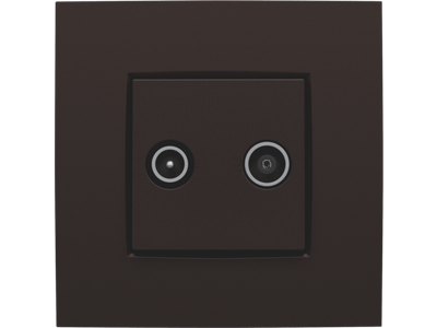 Afwerkingsset voor 2 enkelvoudige coaxaansluitingen voor tv en FM Telenet Interkabel, dark brown