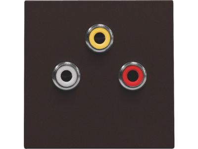 Afwerkingsset met 3 cinch-aansluitingen, ook voor inbouw in installatiekanalen, dark brown