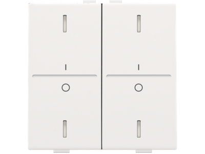 Tweevoudige toets met opdruk 'I' en '0' voor drukknop met 4 bedieningsknoppen en 4 feedbackleds, white coated