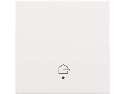 Afwerkingsset met lens voor geconnecteerde enkelvoudige schakelaar met symbool "woning verlaten", white coated