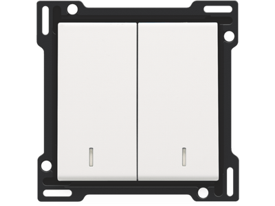 Afwerkingsset met dubbele lens voor serieschakelaar, wisselschakelaar + drukknop N.O., dubbele wisselschakelaar of dubbele drukknop N.O. of N.G., white coated