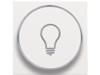 Afwerkingsset met doorschijnende ring met lampsymbool voor drukknop 6A met amberkleurige led met E10-lampvoet, white coated