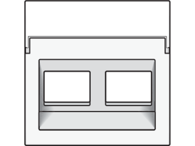 Centraalplaat data 2x RJ schuine uitgang, white coated