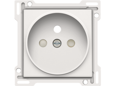 Afwerkingsset voor stopcontact met penaarde en beschermingsafsluiters, inbouwdiepte 21 mm, white coated