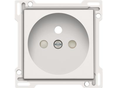 Afwerkingsset voor stopcontact met penaarde en beschermingsafsluiters, inbouwdiepte 28,5 mm, white coated