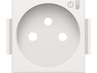 Afwerkingsset voor geconnecteerde schakelbare wandcontactdoos met penaarde en bedieningsknop, white coated