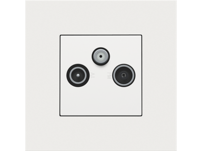 Afwerkingsset voor 2 enkelvoudige coaxaansluitingen voor tv en FM en een satellietaansluiting, white coated