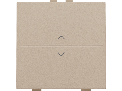 Enkelvoudige toets met pijltjes 'op' en 'neer' voor draadloze schakelaar of drukknop met 2 bedieningsknoppen, champagne coated