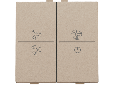 Tweevoudige toets met ventilatoropdruk 0 t.e.m. 3 voor draadloze schakelaar of drukknop met 4 bedieningsknoppen, champagne coated