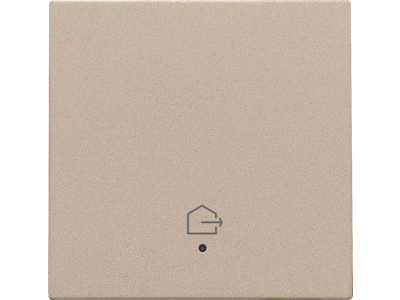 Afwerkingsset met lens voor geconnecteerde enkelvoudige schakelaar met symbool "woning verlaten", champagne coated