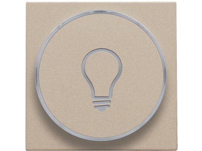 Afwerkingsset met doorschijnende ring met lampsymbool voor drukknop 6A met amberkleurige led met E10-lampvoet, champagne coated