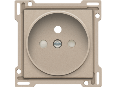 Afwerkingsset voor stopcontact met penaarde en beschermingsafsluiters, inbouwdiepte 21 mm, champagne coated