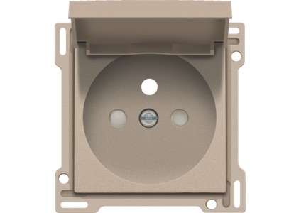 Afwerkingsset voor stopcontact met klapdeksel, penaarde en beschermingsafsluiters, inbouwdiepte 28,5 mm, champagne coated