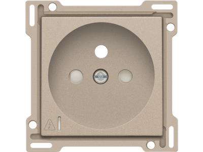 Afwerkingsset voor stopcontact met overspanningsbeveiliging, penaarde en beschermingsafsluiters, inbouwdiepte 28,5 mm, incl. overspanningsmodule met rode led, champagne coated