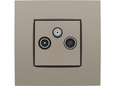 Afwerkingsset voor 2 enkelvoudige coaxaansluitingen voor tv en FM en een satellietaansluiting, champagne coated