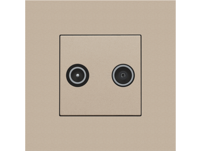 Afwerkingsset voor 2 enkelvoudige coaxaansluitingen voor tv en FM Telenet Interkabel, champagne coated