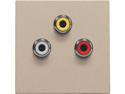 Afwerkingsset met 3 cinch-aansluitingen, ook voor inbouw in installatiekanalen, champagne coated