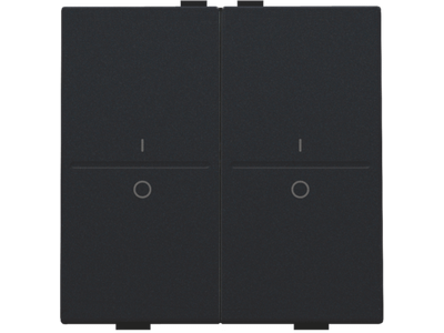 Tweevoudige toets met opdruk I en 0 voor draadloze schakelaar of drukknop met 4 bedieningsknoppen, black coated
