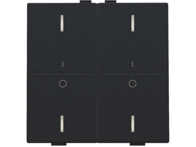 Tweevoudige toets met opdruk 'I' en '0' voor drukknop met 4 bedieningsknoppen en 4 feedbackleds, black coated