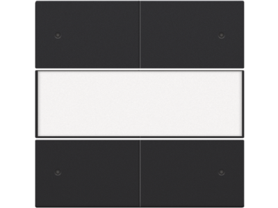Afwerkingsset voor 4-voudige potentiaalvrije drukknop 24 V met led en tekstveld, black coated