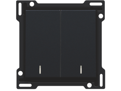 Afwerkingsset met dubbele lens voor serieschakelaar, wisselschakelaar + drukknop N.O., dubbele wisselschakelaar of dubbele drukknop N.O. of N.G., black coated