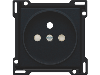 Afwerkingsset voor stopcontact met penaarde en beschermingsafsluiters, inbouwdiepte 21 mm, black coated