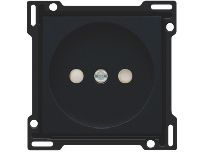 Afwerkingsset voor stopcontact zonder aarding met beschermingsafsluiters, inbouwdiepte 21 mm, black coated