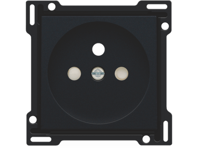 Afwerkingsset voor stopcontact met penaarde en beschermingsafsluiters, inbouwdiepte 28,5 mm, black coated