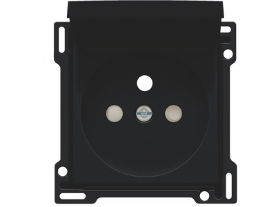 Afwerkingsset voor stopcontact met klapdeksel, penaarde en beschermingsafsluiters, inbouwdiepte 28,5 mm, black coated