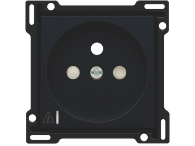Afwerkingsset voor stopcontact met overspanningsbeveiliging, penaarde en beschermingsafsluiters, inbouwdiepte 28,5 mm, incl. overspanningsmodule met rode led, black coated