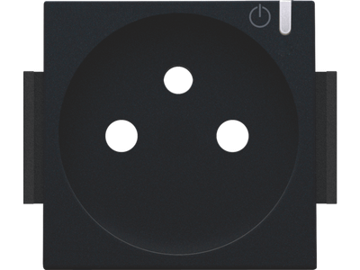 Afwerkingsset voor geconnecteerde schakelbare wandcontactdoos met penaarde en bedieningsknop, black coated