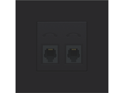 Afwerkingsset voor telefooncontactdoos met 2 RJ11-contacten in parallel, black coated