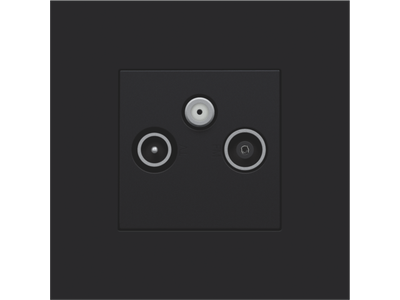 Afwerkingsset voor 2 enkelvoudige coaxaansluitingen voor tv en FM en een satellietaansluiting, black coated