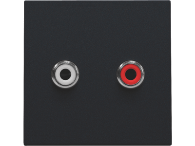 Afwerkingsset met 2 cinch-audioaansluitingen, ook voor inbouw in installatiekanalen, black coated