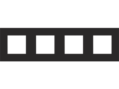 Viervoudige afdekplaat met 71 mm centerafstand Niko Pure black steel