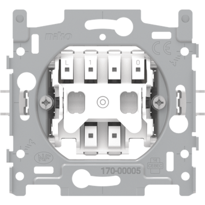 Embase pour bouton-poussoir N.O. avec 3 bornes de raccordement, 10 A / 250 Vca, bornes enfichables  Niko