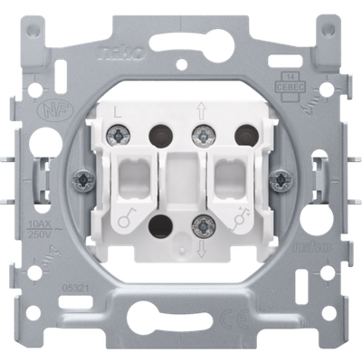 Socle pour interrupteur de volet roulant, isolé galvaniquement, 10 AX / 250 Vac, bornes à vis  Niko