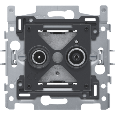 Sokkel voor 2x meervoudige coaxaansluiting voor tv en FM, klauwbevestiging  Niko