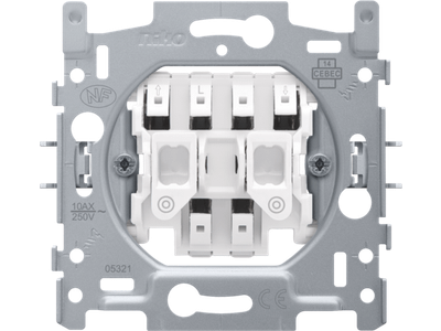 Sokkel voor rolluikdrukknop voor elektronische sturingen, 10 A/250 Vac, insteekklemmen
