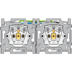 Niko Sokkel voor dubbel stopcontact horizontaal met penaarde en beschermingsafsluiters, inbouwdiepte 28,5 mm, schroefklemmen 