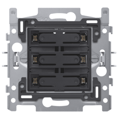 Socle pour bouton poussoir sans potentiel 6 voies 24V N.O. avec LED ambre, fixation par griffes  Niko