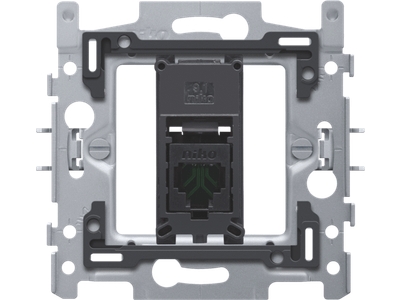 RJ45-aansluiting UTP cat. 5E, vlakke uitvoering, incl. inbouwraam 60 x 71 mm metklauwbevestiging