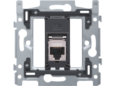 1 RJ45-aansluiting STP cat. 6, vlakke uitvoering, incl. inbouwraam 60 x 71 mm met schroefbevestiging