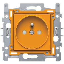 Niko Prise murale avec broches de mise à la terre et vannes de protection, profondeur de montage 21 mm, socle et kit de finition, bornes enfichables, orange 