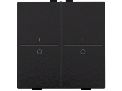 Tweevoudige toets met opdruk I en 0 voor draadloze schakelaar of drukknop met 4 bedieningsknoppen, piano black coated