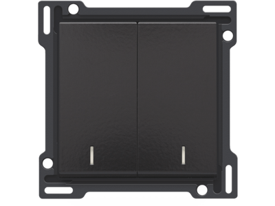 Afwerkingsset met dubbele lens voor serieschakelaar, wisselschakelaar + drukknop N.O., dubbele wisselschakelaar of dubbele drukknop N.O. of N.G., piano black coated