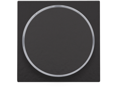 Afwerkingsset met doorschijnende ring zonder symbool voor drukknop 6 A met amberkleurige led met E10-lampvoet, piano black coated