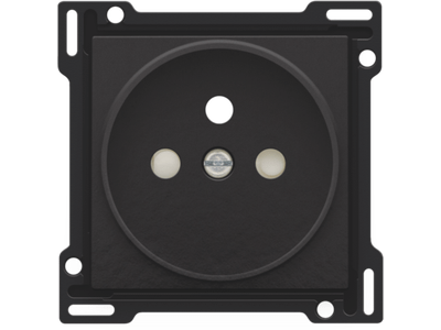 Afwerkingsset voor stopcontact met penaarde en beschermingsafsluiters, inbouwdiepte 21 mm, Bakelite® piano black coated