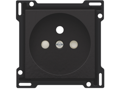 Afwerkingsset voor stopcontact met penaarde en beschermingsafsluiters, inbouwdiepte 28,5 mm, Bakelite® piano black coated