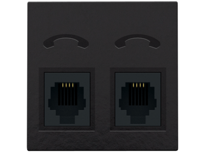 Afwerkingsset voor telefooncontactdoos met 2 RJ11-contacten in parallel, Bakelite® piano black coated
